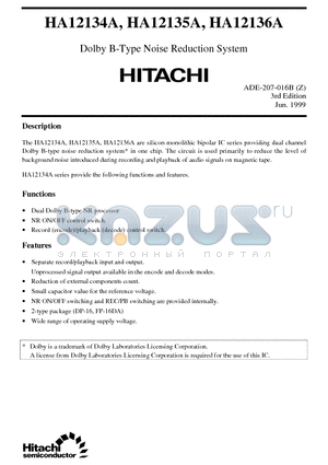 HA12135A datasheet - Dolby B-Type Noise Reduction System