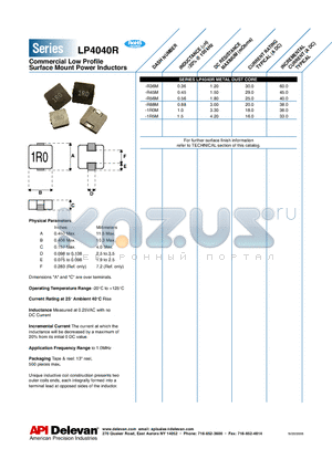 LP404R-R56M datasheet - Commercial Low Profile Surface Mount Power Inductors