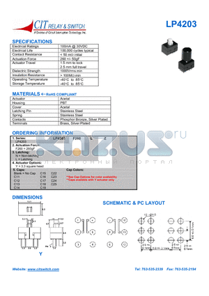 LP4203F260LYC11 datasheet - CIT SWITCH