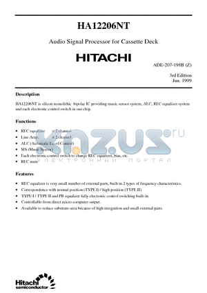 HA12206NT datasheet - Audio Signal Processor for Cassette Deck
