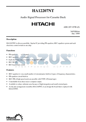 HA12207NT datasheet - Audio Signal Processor for Cassette Deck