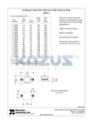 L-19531 datasheet - SURFACE MOUNT DRUM CORE INDUCTOR