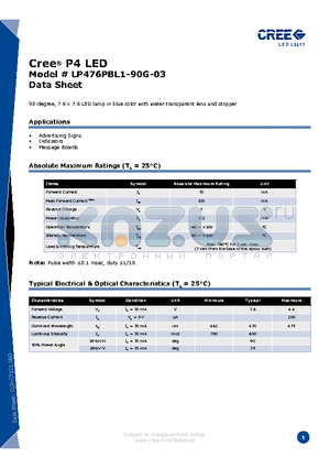 LP476PBL1-90G-03 datasheet - P4 LED