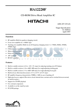 HA12220F datasheet - CD-ROM Drive Head Amplifier IC