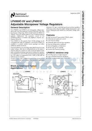 LP4950C-5V datasheet - Adjustable Micropower Voltage Regulators