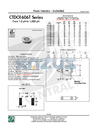 CTDO1606T-334M datasheet - Power Inductors - Unshielded