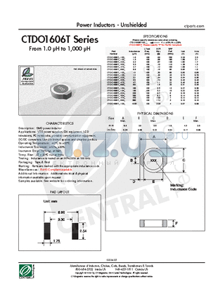 CTDO1606T-682K datasheet - Power Inductors - Unshielded