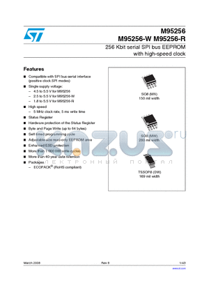 M95256-W datasheet - 256 Kbit serial SPI bus EEPROM with high-speed clock