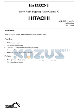 HA13532NT datasheet - Three-Phase Stepping Motor Control IC