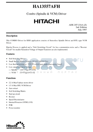 HA13557AFH datasheet - Combo (Spindle & VCM) Driver