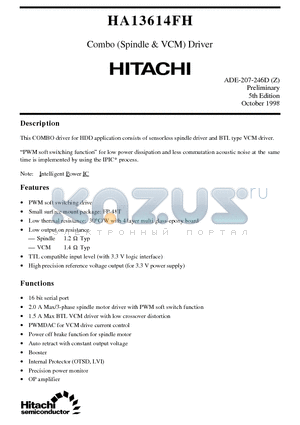 HA13614FH datasheet - Combo (Spindle & VCM) Driver