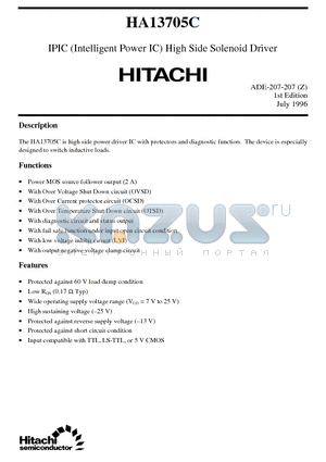 HA13705 datasheet - IPIC Intelligent Power IC High Side Solenoid Driver