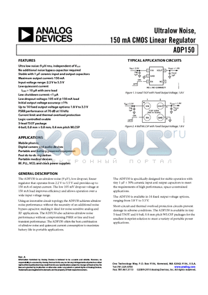 ADP150ACBZ-2.75R7 datasheet - Ultralow Noise, 150 mA CMOS Linear Regulator