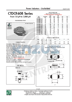 CTDO1608C-333 datasheet - Power Inductors - Unshielded