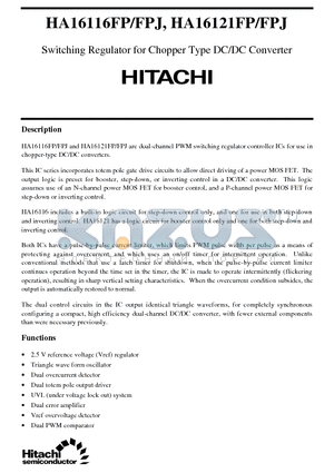 HA16116 datasheet - Switching Regulator for Chopper Type DC/DC Converter
