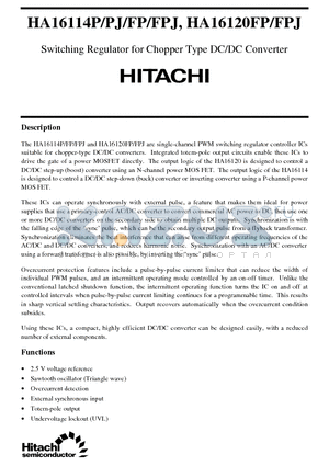 HA16114FPJ datasheet - Switching Regulator for Chopper Type DC/DC Converter