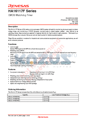 HA16117FPAJ datasheet - CMOS Watchdog Timer