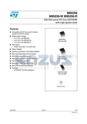 M95256CS3TG datasheet - 256 Kbit serial SPI bus EEPROM with high-speed clock