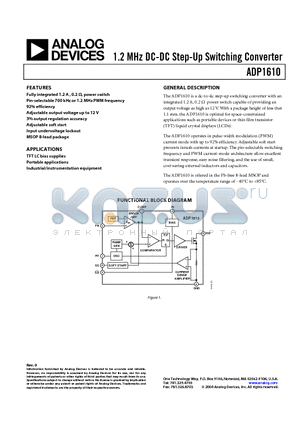 ADP1610ARMZ-R7 datasheet - 1.2 MHz DC-DC Step-Up Switching Converter