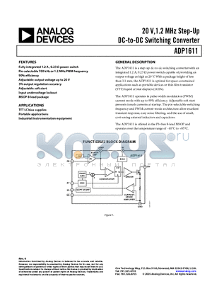 ADP1611-EVAL datasheet - 20 V,1.2 MHz Step-Up DC-to-DC Switching Converter