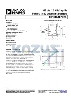 ADP1613-12-EVALZ datasheet - 650 kHz /1.3 MHz Step-Up PWM DC-to-DC Switching Converters