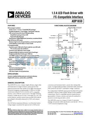 ADP1650ACBZ-R7 datasheet - 1.5 A LED Flash Driver with I2C-Compatible Interface