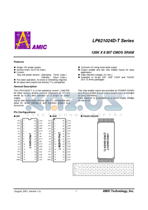 LP621024D-T datasheet - 128K X 8 BIT CMOS SRAM