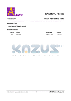 LP621024DX-55LLI datasheet - 128K X 8 BIT CMOS SRAM