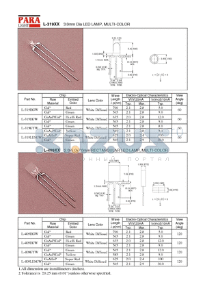 L-319 datasheet - 3.0mm Dia LED LAMP, MULTI-COLOR