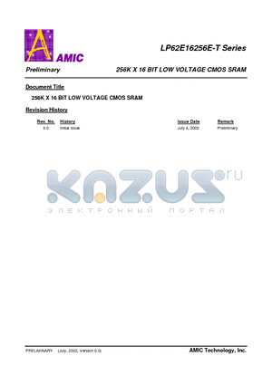 LP62E16256EV-70LLT datasheet - 256K X 16 BIT LOW VOLTAGE CMOS SRAM