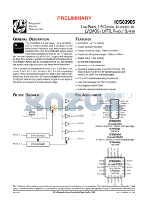 ICS83905AMLF datasheet - LOW SKEW, 1:6 CRYSTAL INTERFACE-TOLVCMOS / LVTTL FANOUT BUFFER