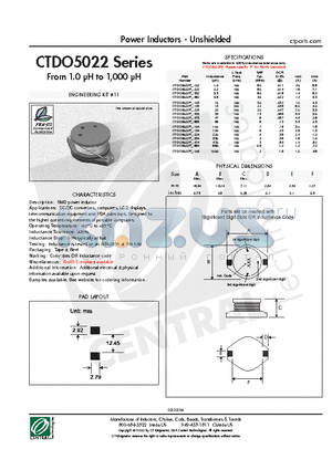 CTDO5022P-153 datasheet - Power Inductors - Unshielded