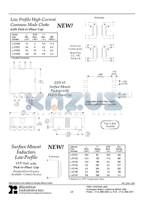 L-37105 datasheet - Low Profile High Current Common Mode Choke