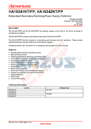 HA16342FP datasheet - Redundant Secondary Switching Power Supply Controller