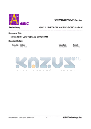 LP62S16128C-T datasheet - 128K X 16 BIT LOW VOLTAGE CMOS SRAM