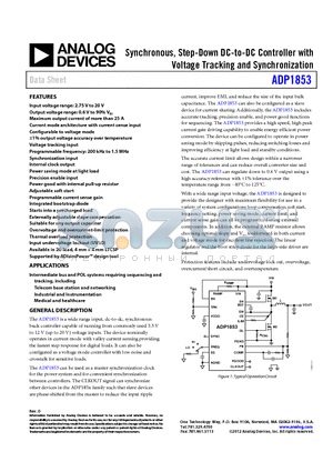 ADP1853 datasheet - Synchronous, Step-Down DC-to-DC Controller