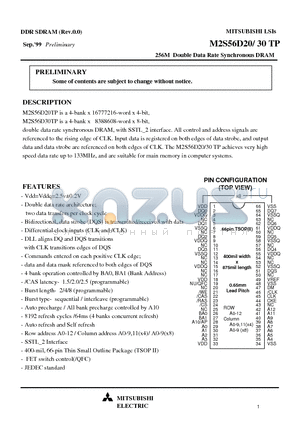 M2V56D20TP-10 datasheet - 256M Double Data Rate Synchronous DRAM