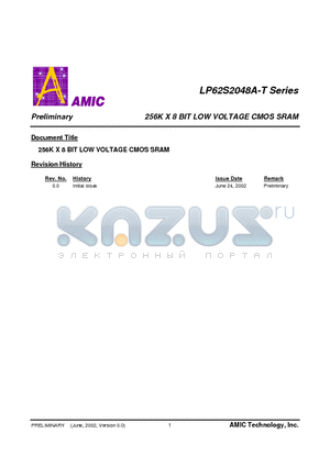 LP62S2048AM-70LLT datasheet - 256K X 8 BIT LOW VOLTAGE CMOS SRAM