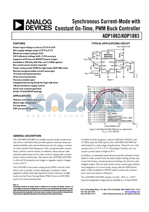 ADP1883ARMZ-1.0-EVALZ datasheet - Synchronous Current-Mode with Constant On-Time,PWM Buck Controller