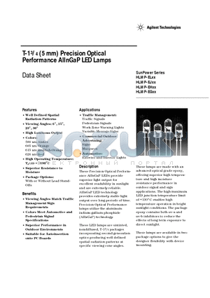 HLMP-EG08-VY000 datasheet - T-1 (5mm) Precision Optical Performance AlInGaP LED Lamps