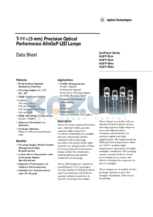 HLMP-EG08-Y2000 datasheet - T-1 (5mm) Precision Optical Performance AlInGaP LED Lamps