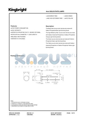 L-44YD datasheet - 4mm SOLID STATE LAMPS