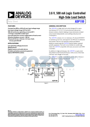 ADP199ACBZ-R7 datasheet - 3.6 V, 500 mA Logic Controlled