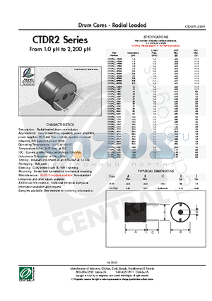 CTDR2-121K datasheet - Drum Cores - Radial Leaded