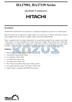 HA17339 datasheet - Quadruple Comparators