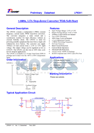 LP6341X-33QVF datasheet - 1.5MHz, 1.5A Step-down Converter With Soft-Start