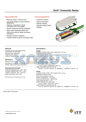 M3-B00C1-10-0111-1 datasheet - Cm3 Connector Series