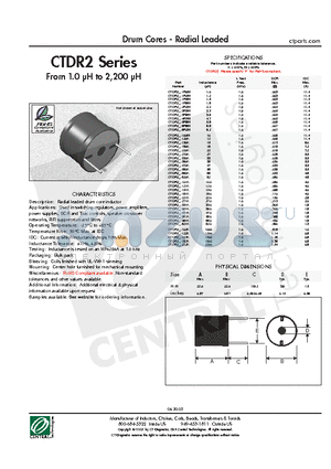 CTDR2F-1R5M datasheet - Drum Cores - Radial Leaded
