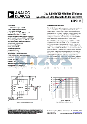 ADP2118ACPZ-1.0-R7 datasheet - 3 A, 1.2 MHz/600 kHz High Efficiency Synchronous Step-Down DC-to-DC Converter