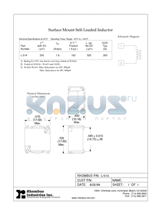 L-514 datasheet - Surface Mount Self-Leaded Inductor